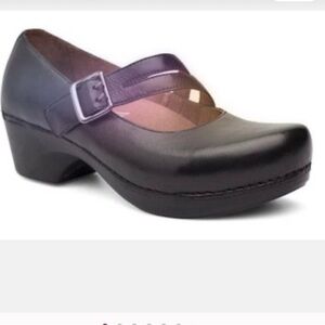 Dansko Black Leather Mary Jane Clog